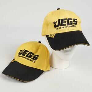 Pair of JEGS Basic H&L Strapback Ball Caps Shop Hats Yellow Black